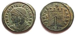 Ancient Coins - CONSTANTINE II AE FOLLIS. CAMP WITH OPEN GATES. ARLES MINT