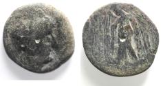 Ancient Coins - OVER-STRUCK ON A PTOLEMY AE NABATAEAN. ARETAS II OR III DAMASCUS MINT. AE 22