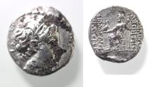 Ancient Coins - Seleukid Kings. Demetrios II Nikator (first reign, 145-138 BC). AR drachm (16mm, 3.58g). Seleukeia on the Tigris mint.