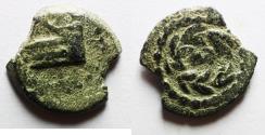 Ancient Coins - Judaea, The Herodians. Herod Archelaus, 4 BC-6 AD. AE Prutah . Prow