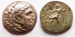 Ancient Coins - Macedonian Kings. Alexander III the Great (336-323 BC). AR tetradrachm (32mm, 16.54g). Posthumous issue of Temnos.Struck c. 180-170 BC.