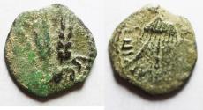 Ancient Coins - JUDAEA, Herodians. Agrippa I. 37-43 CE. AE Prutah .Jerusalem mint.