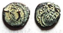 Ancient Coins - JUDAEA. NICE HASMONEAN AE PRUTAH. HEBREW INSCRIPTION