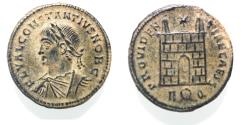 Ancient Coins - ORIGINAL DESERT PATINA. BEAUTIFUL CONSTANTIUS II AE FOLLIS. CAMP GATE. ROME