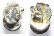 Ancient Coins - Roman Egypt. 2nd-3rd century AD. Lead seal impression (18MM. 4.52M). MALE'S HEAD