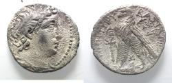 Ancient Coins - Seleukid Kings. Demetrios II (second reign, 129-126/5 BC) AR tetradrachm (27mm, 12.79g). Tyre mint. Dated SE 184 (129/8 BC).