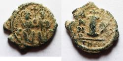 Ancient Coins - BYZANTINE. Justin II with Sophia, 565 - 578 AD, AE DECANUMMIUM