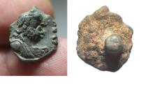 Ancient Coins - Roman Egypt. 1st-2nd century AD. Lead seal impression (15mm). Bust of Serapis