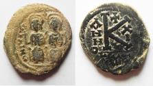 Ancient Coins - BYZANTINE. BEAUTIFUL JUSTIN II & SOPHIA AE HALF FOLLIS