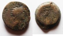 Ancient Coins - Seleukid Kings. Antiochos IV Epiphanes (175-164 BC). AE dichalkon (22mm, 9.58g), Seleukeia on the Tigris mint. Struck c. 173/2 BC or later.