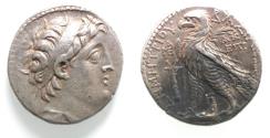 Ancient Coins - DEMETRIOS II NIKATOR AR silver tetradrachm. Second reign, (129-125 BC), Tyre, dated Seleukid Era 187 (126-125 BC).