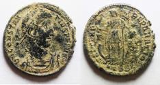 Ancient Coins - AS FOUND. BEAUTIFUL CONSTANTIUS II AE FOLLIS. EMPEROR IN GALLEY