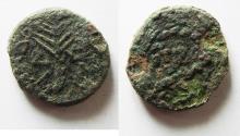 Ancient Coins - 	BE-HEADER OF JOHN THE BAPTIST: Judaea, Herodian dynasty. Herod Antipas. (4 BCE-39 CE). Tiberias mint. AE unit