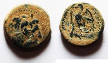 Ancient Coins - GREEK. Ptolemaic Kingdom. Ptolemy II Philadelphos (285-246 BC). AE hemiobol (19mm, 6.26g).