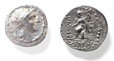 Ancient Coins - Seleukid Kings. Demetrios I Soter (162-150 BC). AR drachm (17mm, 3.42g). Ekbatana mint.