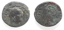 Ancient Coins - JUDAEA, Herodians. Agrippa II, with Domitian. Circa 50-100 CE. Æ 20