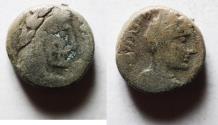 Ancient Coins - Nabataean Kings. Aretas IV (9 BC-AD 40). AR sela (14mm, 3.58g). Struck in regnal year 2? (8/7 BC).