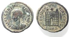 Ancient Coins - AS FOUND: CONSTANTIUS II AE . camp gate