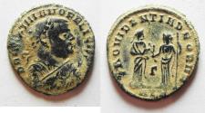 Ancient Coins - BEAUTIFUL WITH DESERT PATINA. Maximianus abdication half follis. 