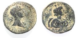 Ancient Coins - AS FOUND. DECAPOLIS. BOSTRA. HADRIAN WITH ARABIA. AE 21