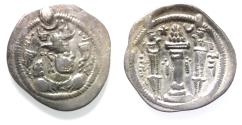 Ancient Coins - Sasanian Empire. Sasanian Empire. Peroz (AD 459-488). AR drachm (27mm, 3.92g) KA (Karzi?) mint.