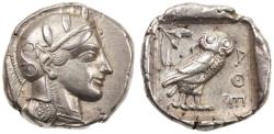 Ancient Coins - Attica, Athens AR Tetradrachm, EF/AEF, Fine style on a broad flan, 454 - 404 B.C.E.