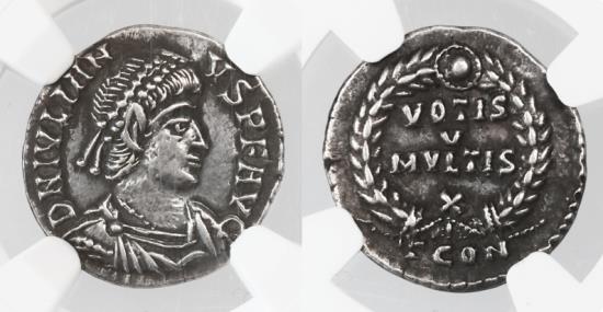 Julian II the Apostate AR Siliqua, NGC encapsulated Choice VF