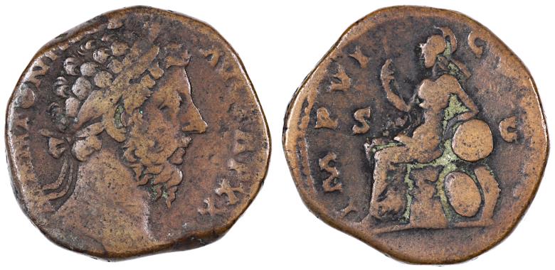 Marcus Aurelius AE Sestertius, AVF/F, 171/172 C.E. | Roman