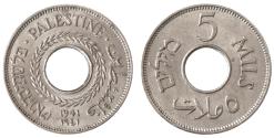 World Coins - Palestine, British Mandate, 5 Mils, 1941 Key date, AU to UNC