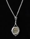 Ancient Coins - Ancient Christian Crusader AE in Fish shaped modern Sterling Silver Necklace, Coin Circa. 12th Century