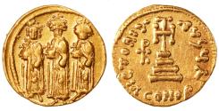 Ancient Coins - Heraclius and Heraclius Constantine with Heraclonas Gold AV Solidus, GVF, 639 - 641 C.E.