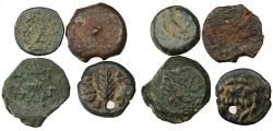 Ancient Coins - Group of Four Unusual Judaea Prutah from the VJM Collection, see notes, 135 B.C.E. - 58/59 C.E.