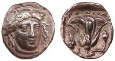 Ancient Coins - Rhodes AR Didrachm, Islands off Caria, BOLD VF, toned, 340 - 316 B.C.E.