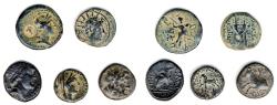 Ancient Coins - Lot of five Greek Bronze coins, Very Fine, 2nd Century B.C.E. to 2nd Century C.E.