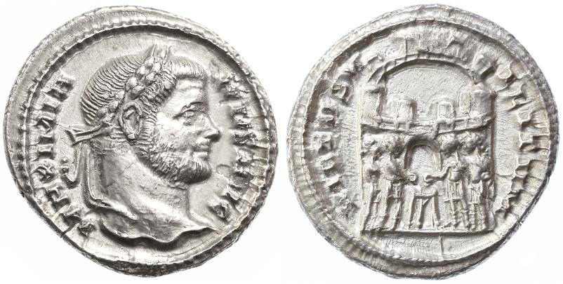 Ancient Coins - Maximian AR Argenteus, Extremely Fine, 294 C.E.