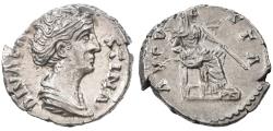 Ancient Coins - Faustina I AR Denarius, Extremely Fine, After 141 C.E.
