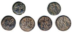 Ancient Coins - Lot of 3 LARGE Ptolemaic AE Triobols and Diobol, F to VF, 285 - 146 B.C.E.