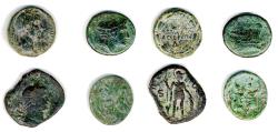 Ancient Coins - Lot of four Greek and Roman Provincial Bronze coins, F - Near VF, 2nd Century B.C.E. to 3rd Century C.E.
