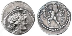 Ancient Coins - Julius Caesar AR Denarius, GVF, Pedigreed! 48/47 B.C.E.