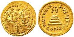 Ancient Coins - Heraclius & Heraclius Constantine AV Soldius, Near MINT State, Rare Officina, 629 - 632 C.E.