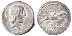 Ancient Coins - L. Calpurnius Piso Frugi AR Denarius, About Extremely Fine, 90 B.C.E.