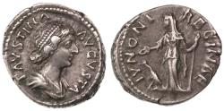 Ancient Coins - Faustina Junior AR Denarius, Toned Bold GVF, Pedigreed to 1940's, 161 - 164 C.E.