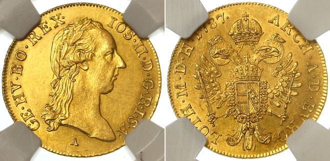 Joseph II Gold Ducat, 1787A, Austria, Vienna, Uncirculated | European Coins