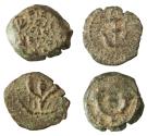 Ancient Coins - Judaea, AE Prutah / Widow's mite Pair, Alexander Jannaeus and Herod the Great, 103-76 B.C.E. & 40-4 B.C.E.