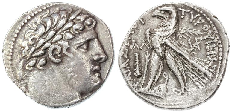 AR Shekel of Tyre, Near EF, 30 Pieces of Silver, 96/95 B.C.E.