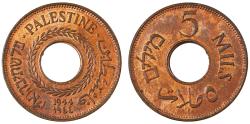 World Coins - Palestine, British Mandate, 5 Mils, 1944, Uncirculated