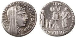 Ancient Coins - L. Aemilius Lepidus Paullus AR Denarius, Good Very Fine, 62 B.C.E.