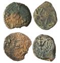 Ancient Coins - Pair Alexander Jannaeus and Jewish War Double Struck Prutah, Judaea, see notes, 107 - 76 B.C.E & 67/68 C.E.