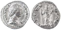Ancient Coins - Faustina II Junior AR Denarius, Lustrous Choice Extremely Fine, 161 - 164 C.E.