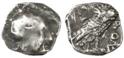 Ancient Coins - Gaza, Philistia AR Ma'ah (Obol), Very Fine, Circa. 5th - 4th Century B.C.E.